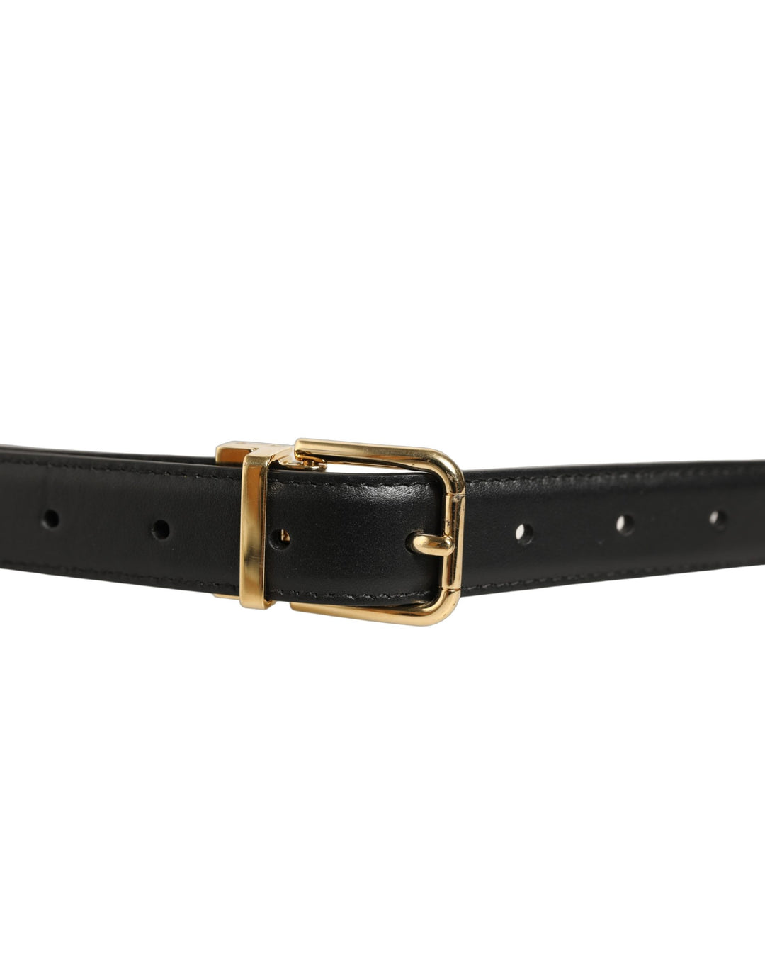 Dolce &amp; Gabbana Black Leather Double Wrap Metal Buckle Belt