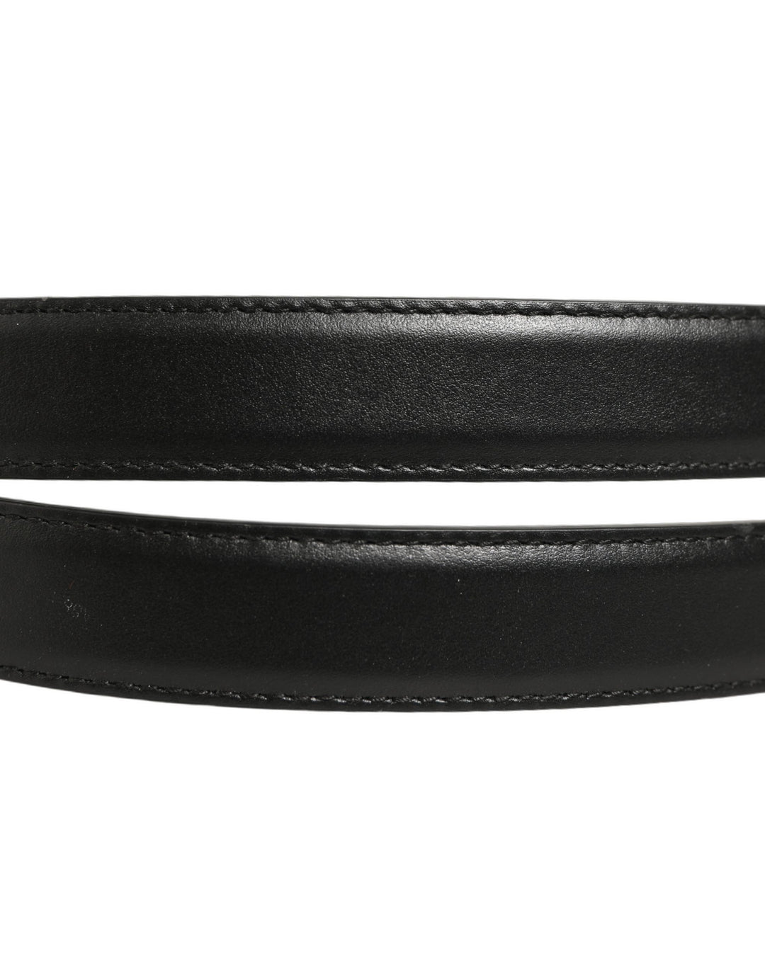 Dolce &amp; Gabbana Black Leather Double Wrap Metal Buckle Belt