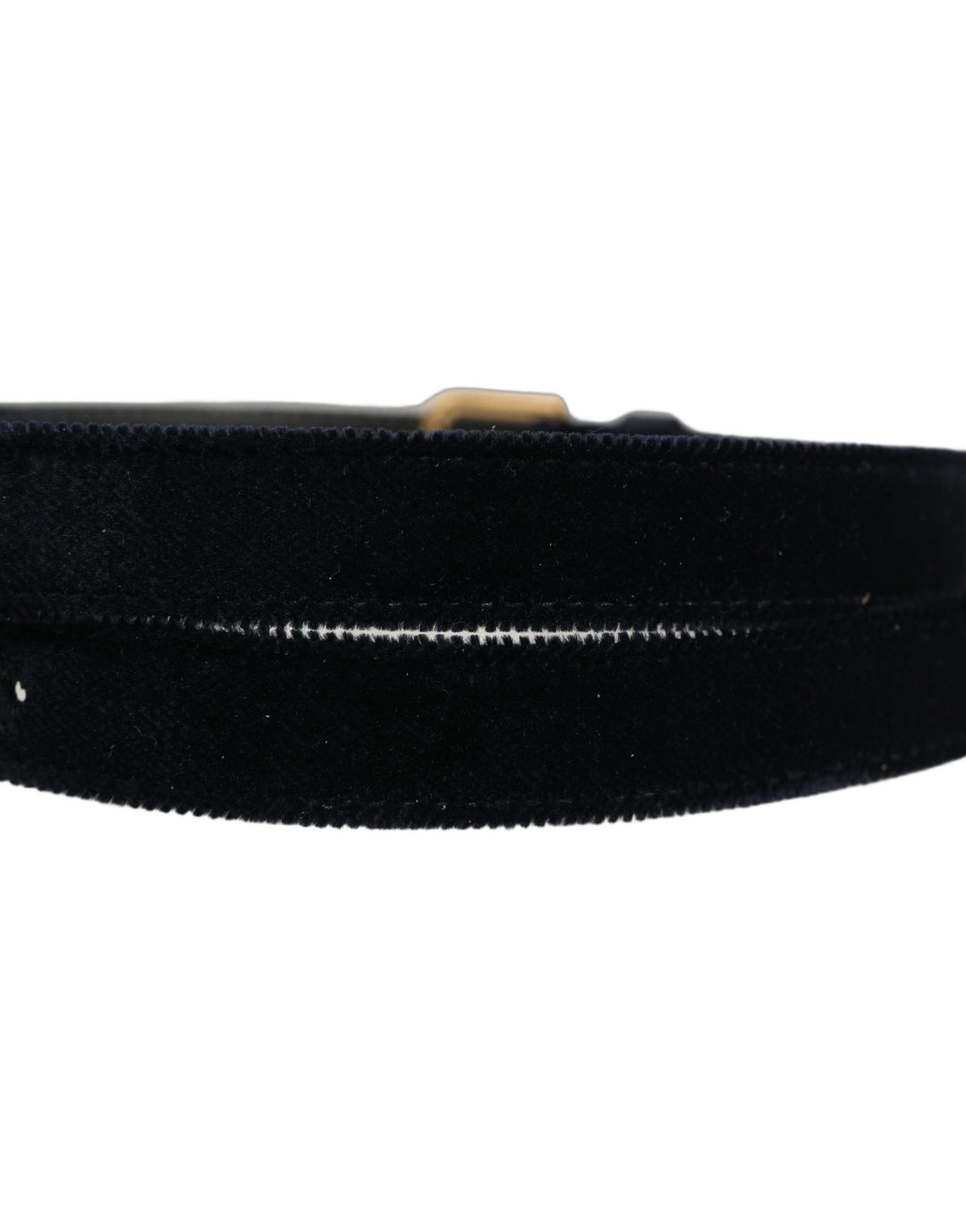 Dolce &amp; Gabbana Dark Blue Velvet Gold Tone Metal Buckle Belt