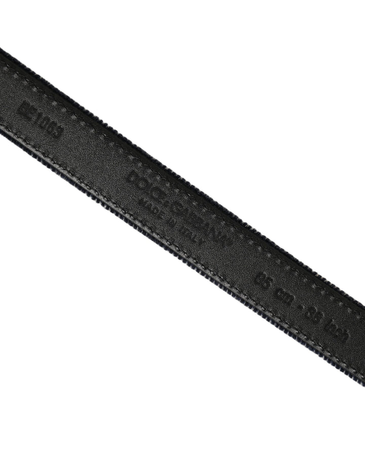 Dolce &amp; Gabbana Dark Blue Velvet Gold Tone Metal Buckle Belt