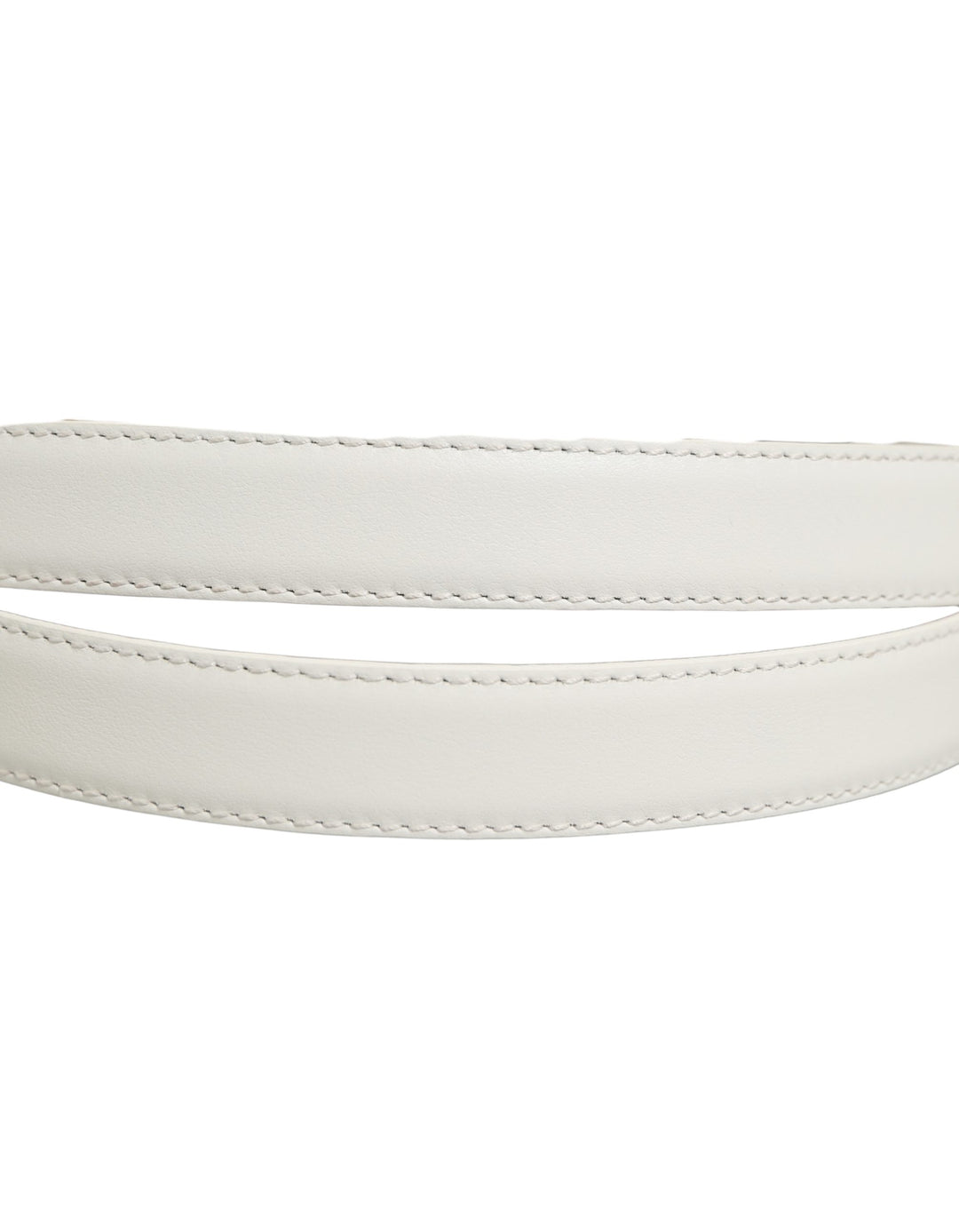Dolce &amp; Gabbana White Leather Silver Tone Metal Buckle Belt