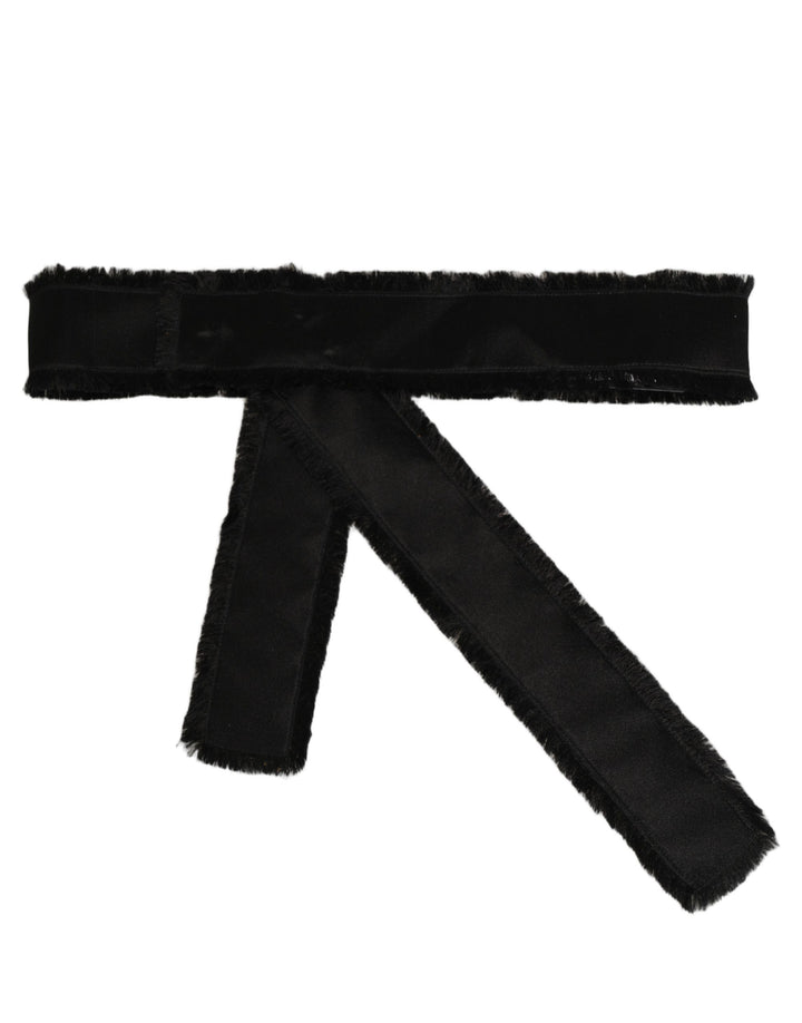 Dolce &amp; Gabbana Black Velvet Wrap Around Tie Cintura Belt