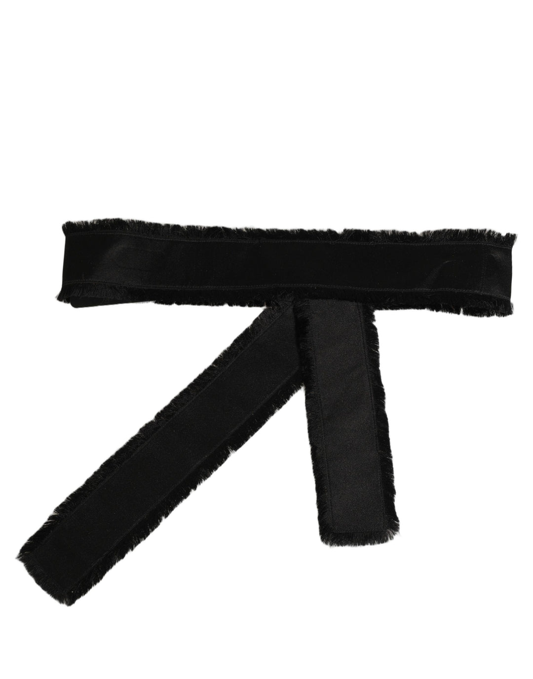 Dolce &amp; Gabbana Black Velvet Wrap Around Tie Cintura Belt