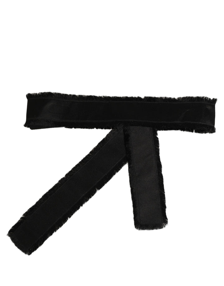 Dolce &amp; Gabbana Black Velvet Wrap Around Tie Cintura Belt