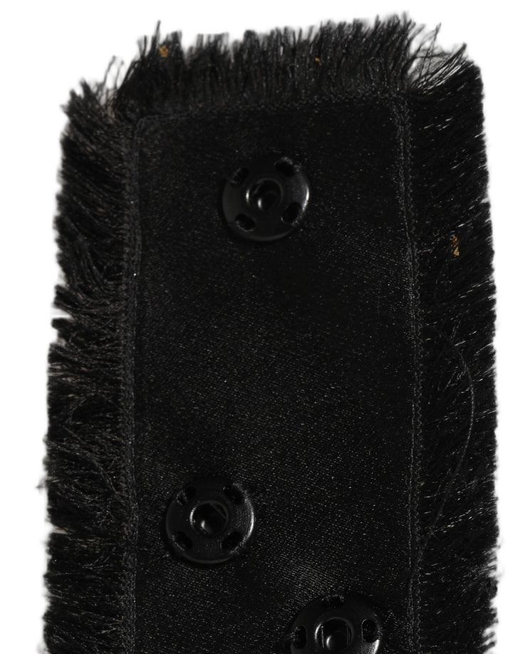 Dolce &amp; Gabbana Black Velvet Wrap Around Tie Cintura Belt