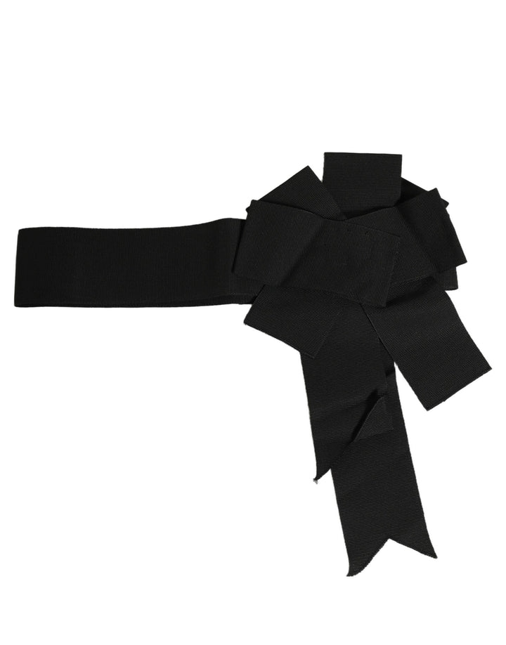 Dolce &amp; Gabbana Black Cotton Wrap Around Tie Cintura Belt