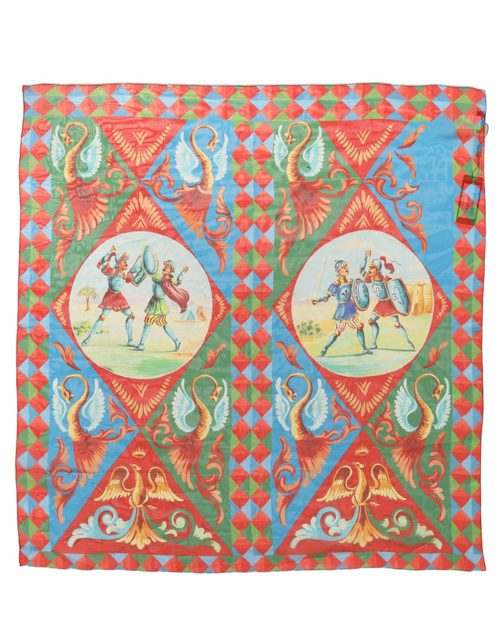 Dolce &amp; Gabbana Multicolor Silk Printed Square Foulard Scarf