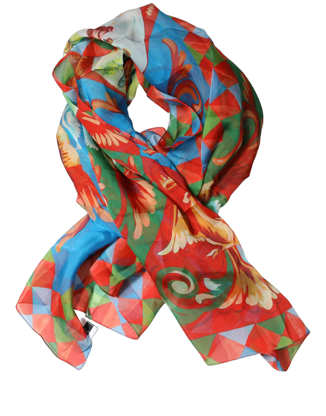 Dolce &amp; Gabbana Multicolor Silk Printed Square Foulard Scarf