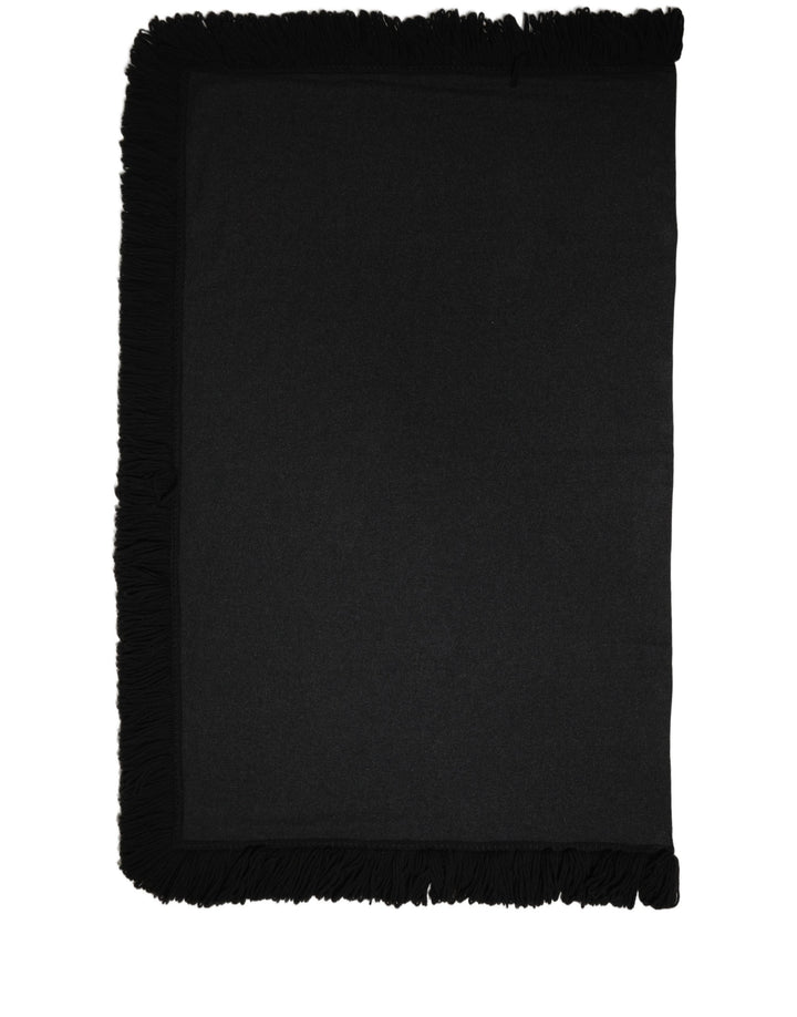 Dolce &amp; Gabbana Black Wool Knitted Fringed Warmer Shawl Scarf