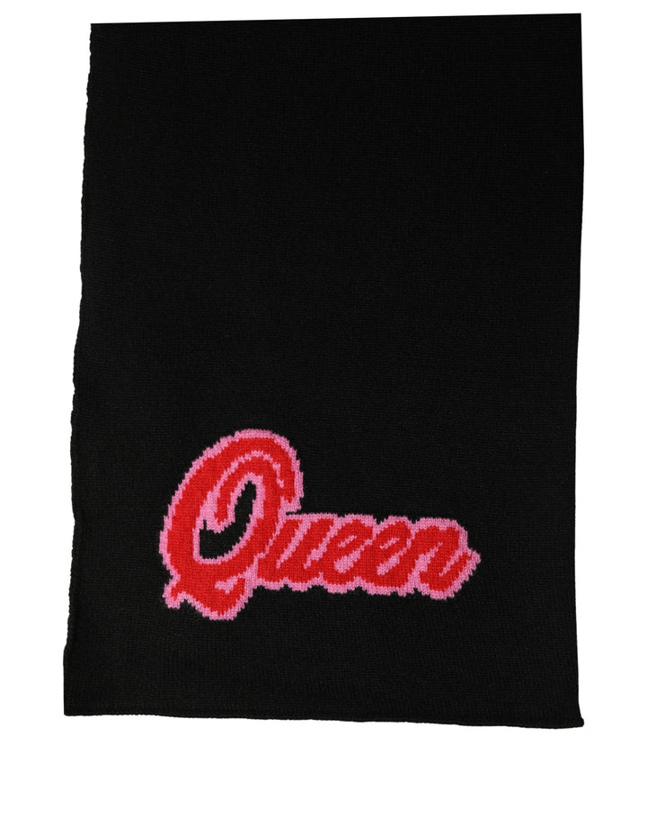 Dolce &amp; Gabbana Black D&amp;G Queen Cashmere Knitted Shawl Scarf
