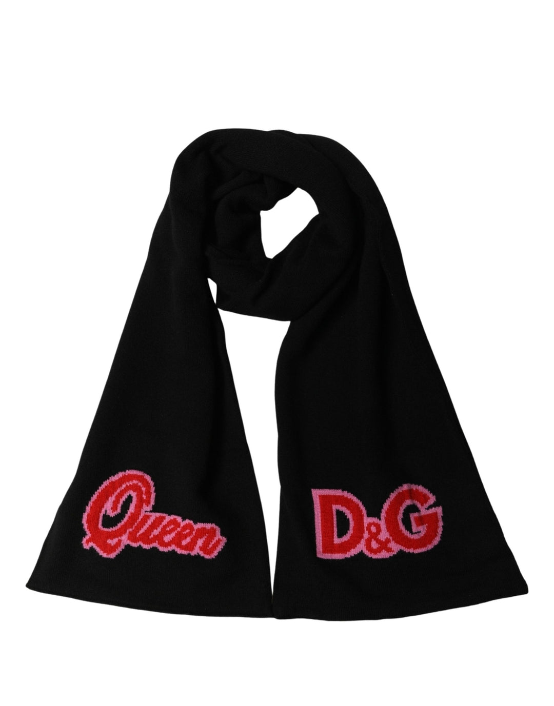 Dolce &amp; Gabbana Black D&amp;G Queen Cashmere Knitted Shawl Scarf