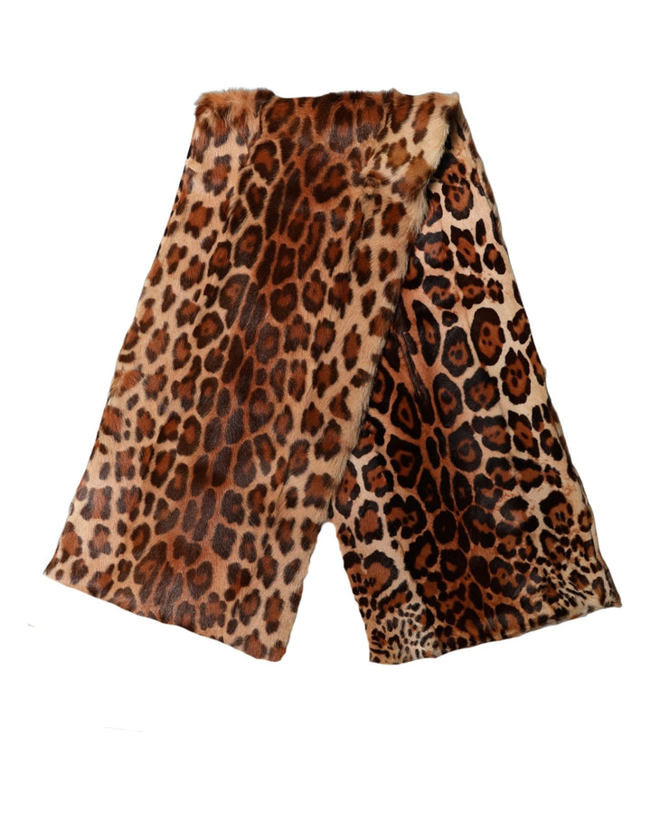 Dolce &amp; Gabbana Brown Leopard Printed Goat Hair Shawl Scarf