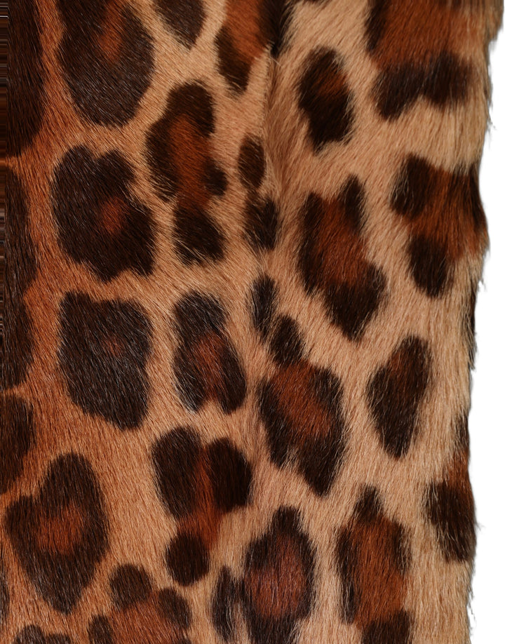 Dolce &amp; Gabbana Brown Leopard Printed Goat Hair Shawl Scarf