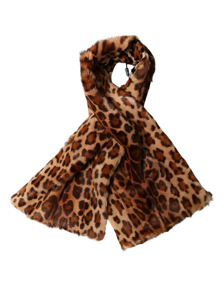 Dolce &amp; Gabbana Brown Leopard Printed Goat Hair Shawl Scarf