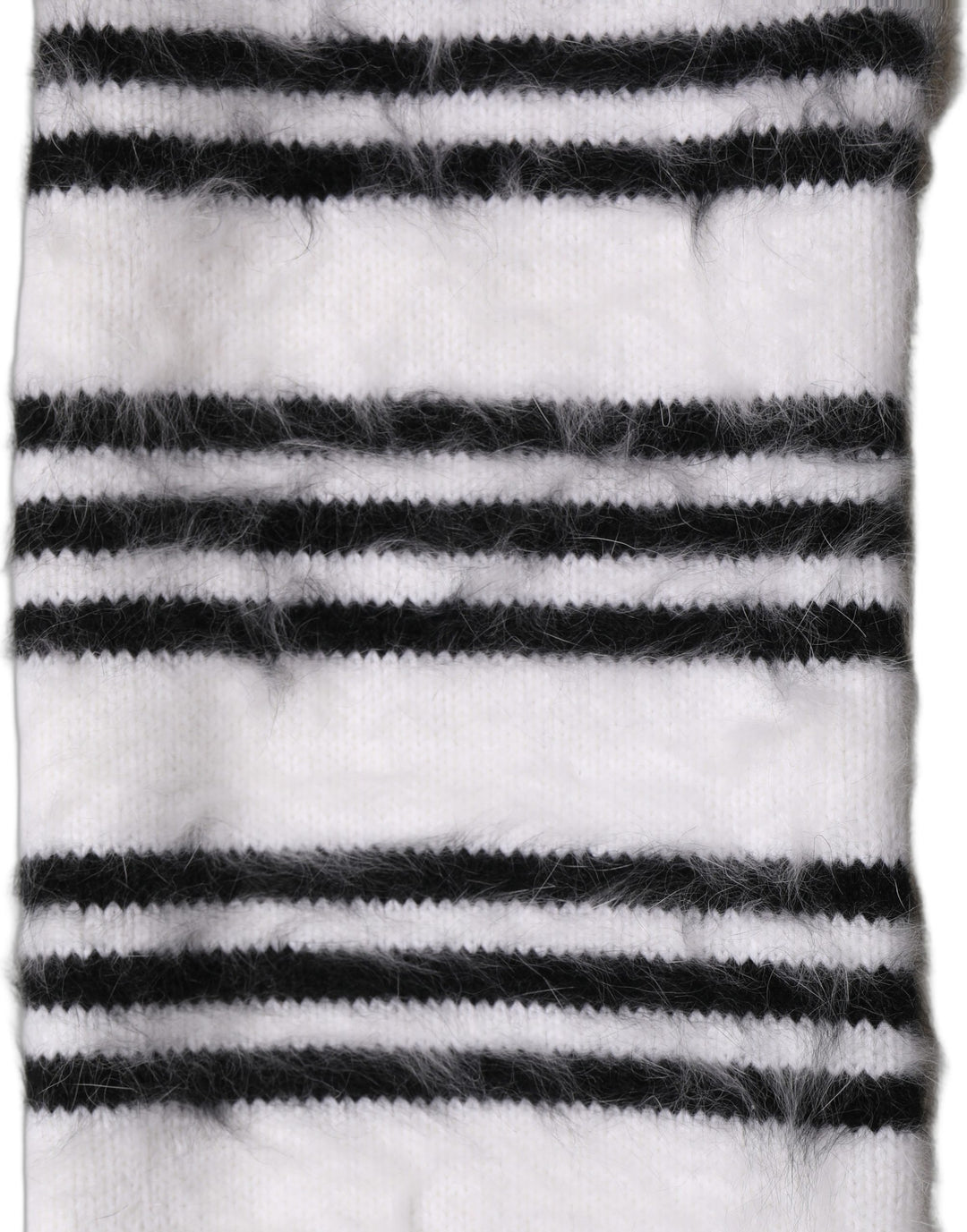 Dolce &amp; Gabbana White Black Striped Skinny Neck Warmer Scarf