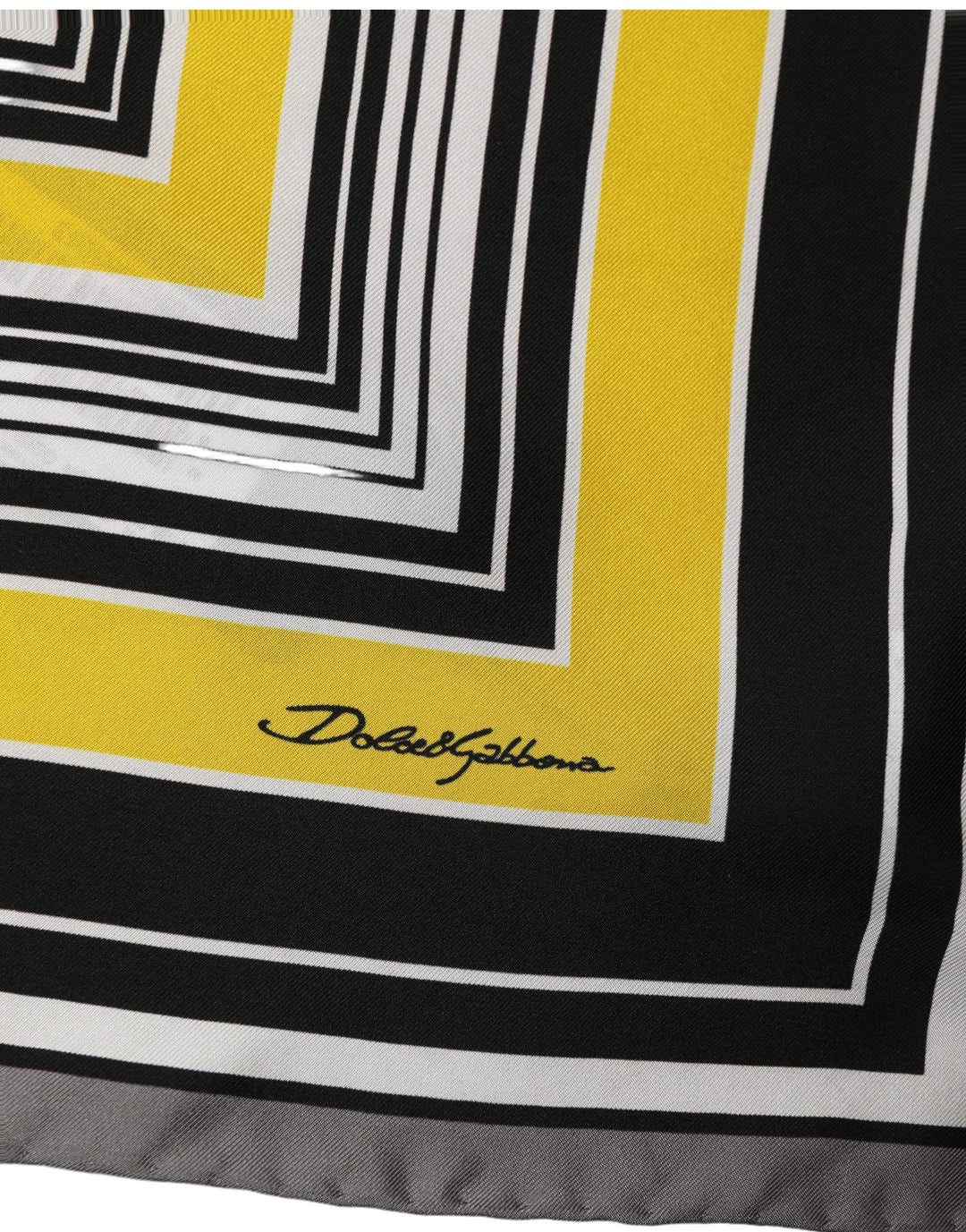 Dolce &amp; Gabbana Black Yellow Silk Logo Square Foulard Scarf