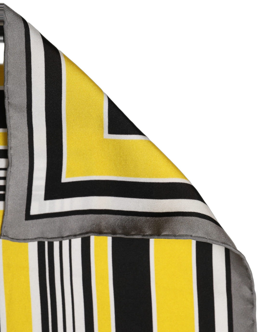 Dolce &amp; Gabbana Black Yellow Silk Logo Square Foulard Scarf
