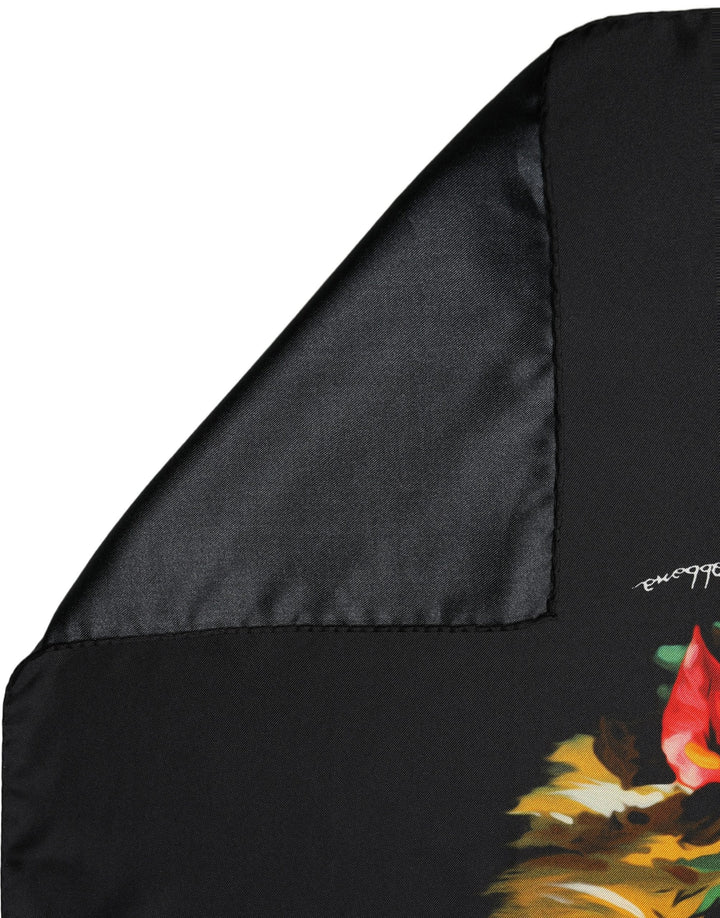 Dolce &amp; Gabbana Black Tropical Sunset Square Foulard Scarf