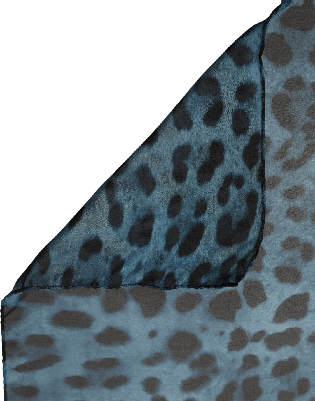 Dolce &amp; Gabbana Blue Leopard Print Silk Square Foulard Scarf