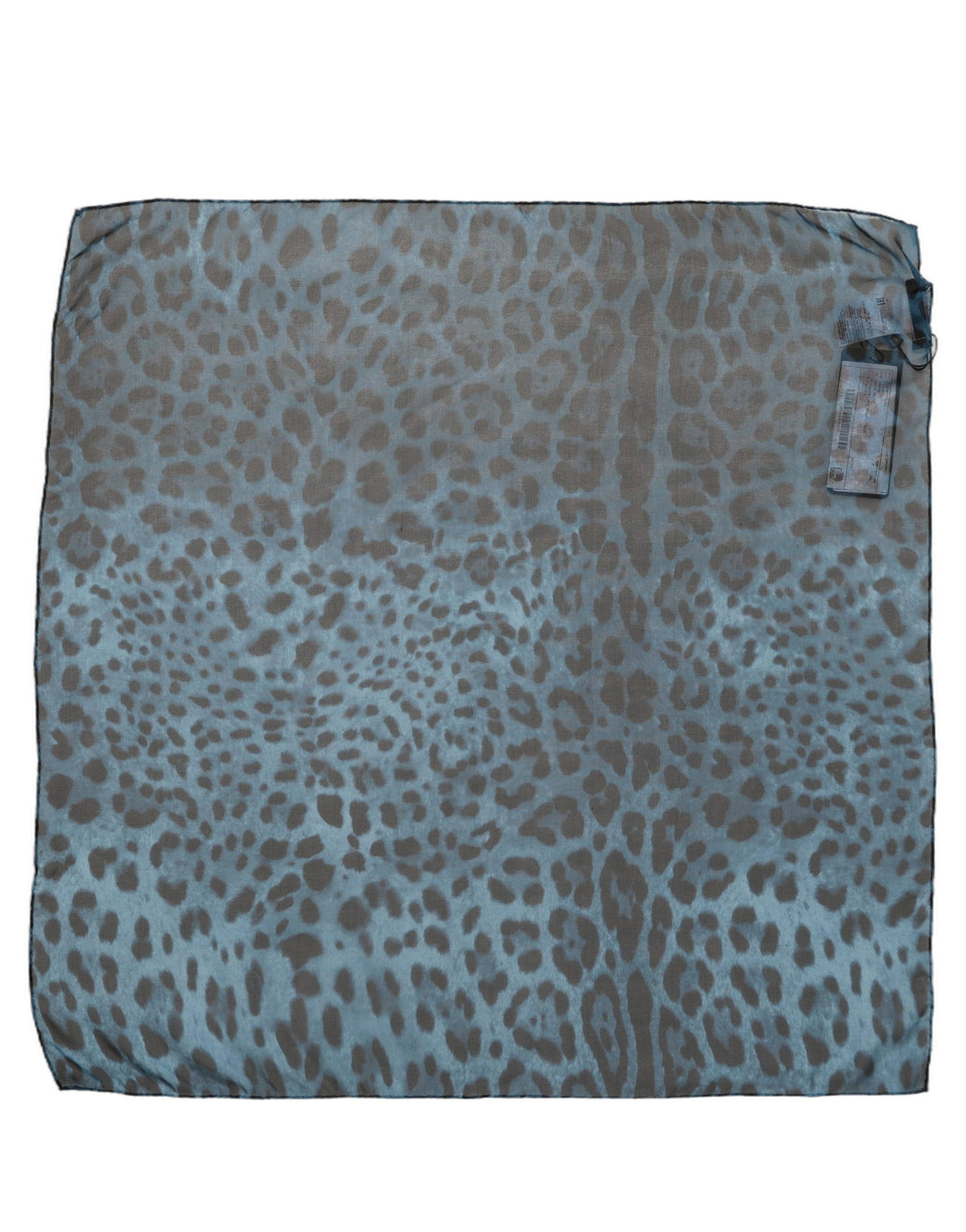 Dolce &amp; Gabbana Blue Leopard Print Silk Square Foulard Scarf