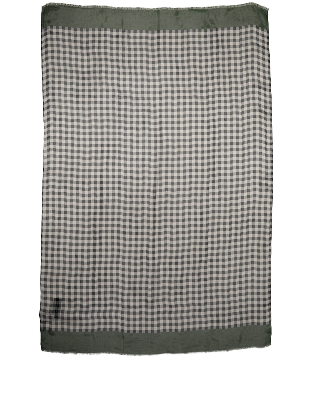 Dolce &amp; Gabbana Green White Napoli Silk Gingham Shawl Scarf
