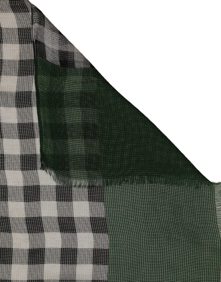 Dolce &amp; Gabbana Green White Napoli Silk Gingham Shawl Scarf