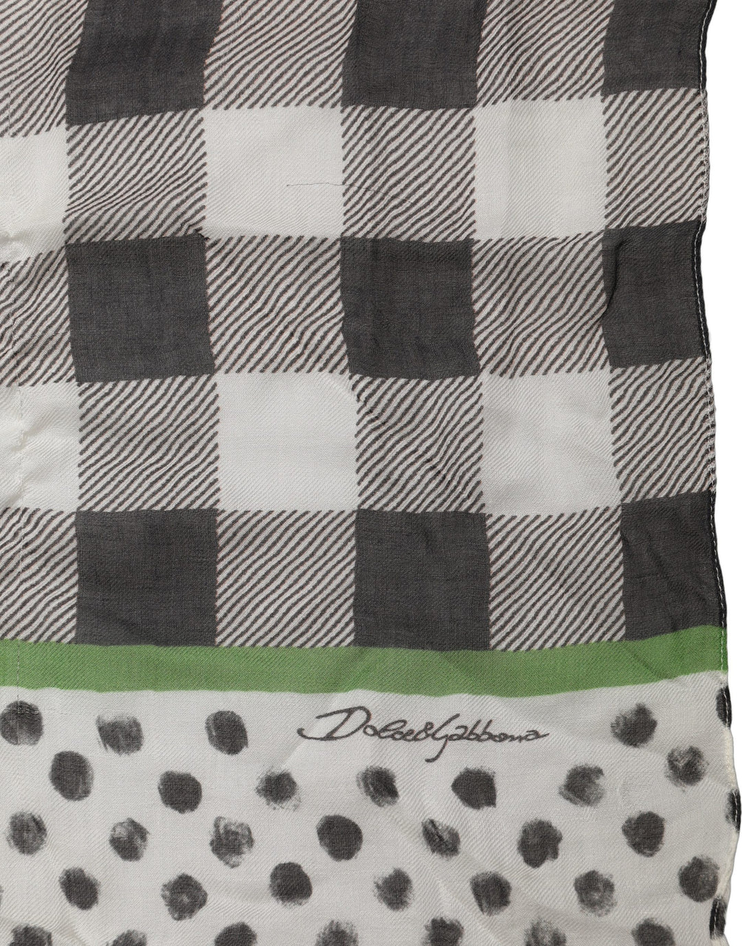 Dolce &amp; Gabbana Black White Napoli Modal Check Shawl Scarf