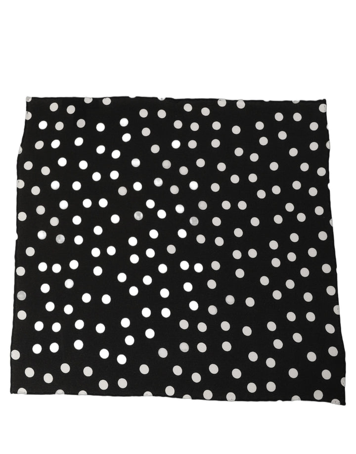 Dolce &amp; Gabbana Black White Polka Dot Square Foulard Scarf