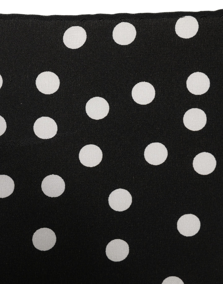 Dolce &amp; Gabbana Black White Polka Dot Square Foulard Scarf