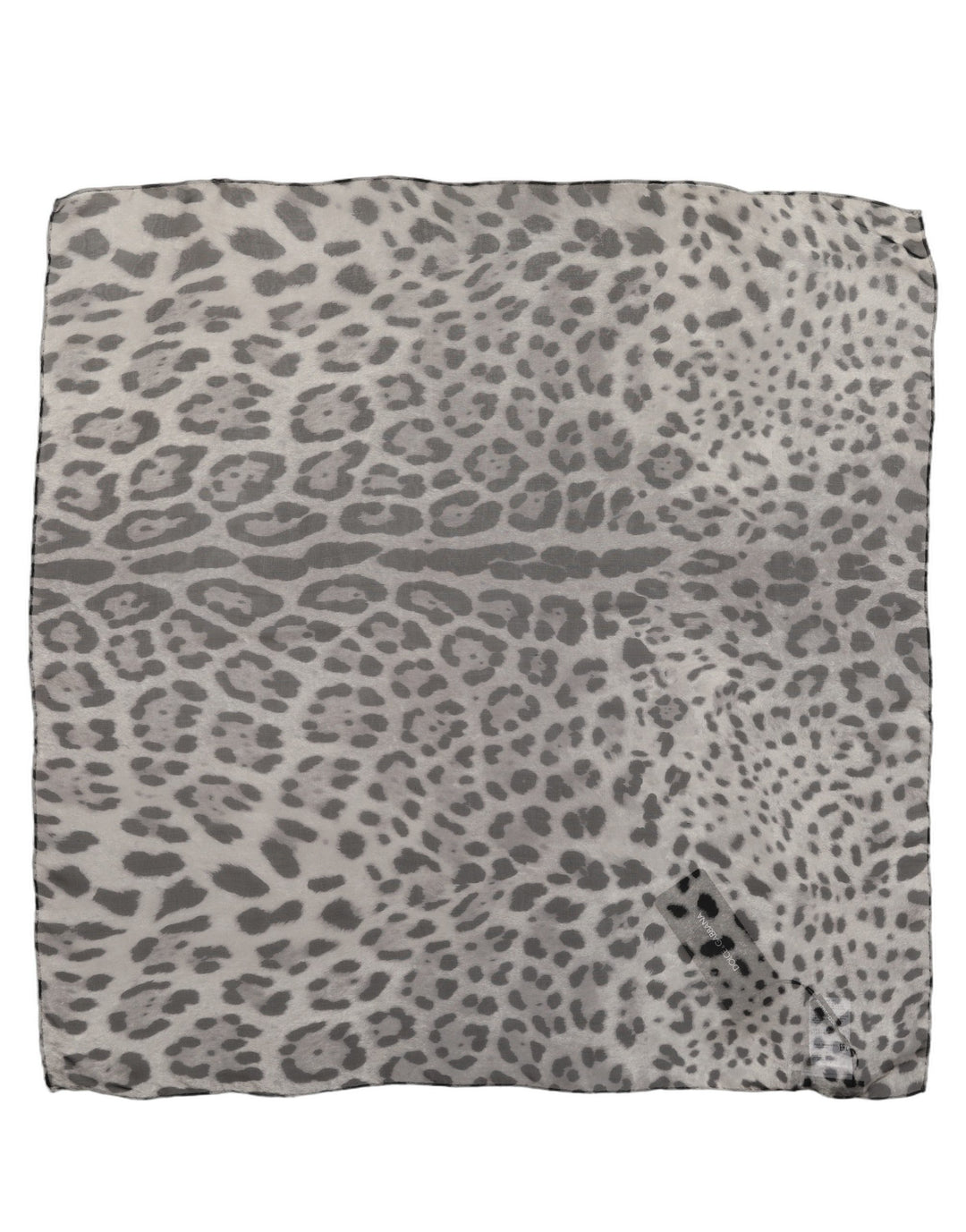 Dolce &amp; Gabbana Gray Leopard Print Silk Square Foulard Scarf