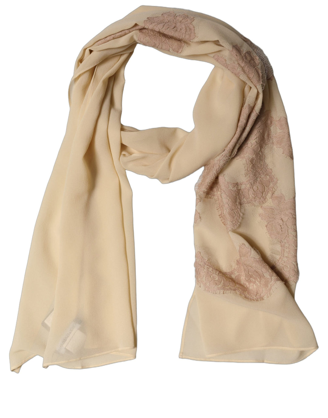Dolce &amp; Gabbana Light Beige Ornate Lace Neck Shawl Scarf