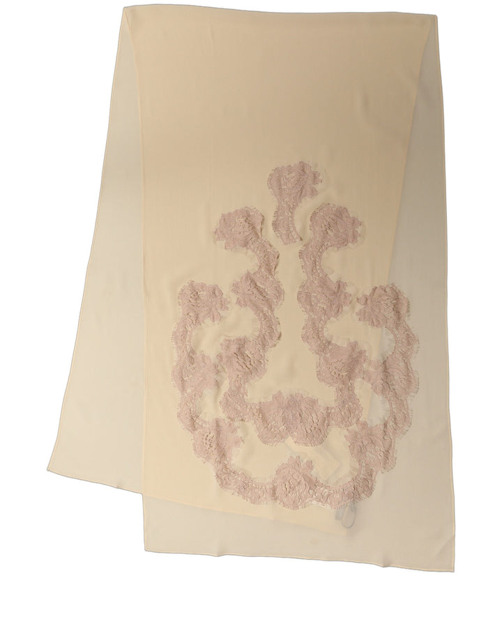 Dolce &amp; Gabbana Light Beige Ornate Lace Neck Shawl Scarf