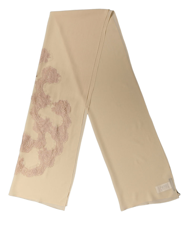Dolce &amp; Gabbana Light Beige Ornate Lace Neck Shawl Scarf
