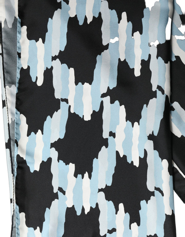 Dolce &amp; Gabbana Black Blue Abstract Silk Shawl Stole Scarf