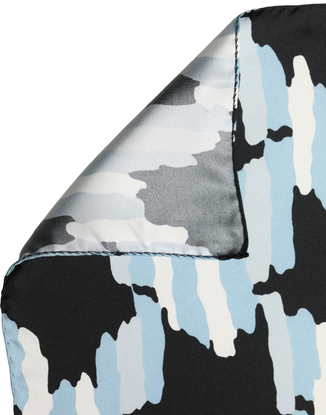 Dolce &amp; Gabbana Black Blue Abstract Silk Shawl Stole Scarf