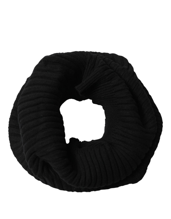 Dolce &amp; Gabbana Black Cashmere Ribbed Knit Neck Warmer
