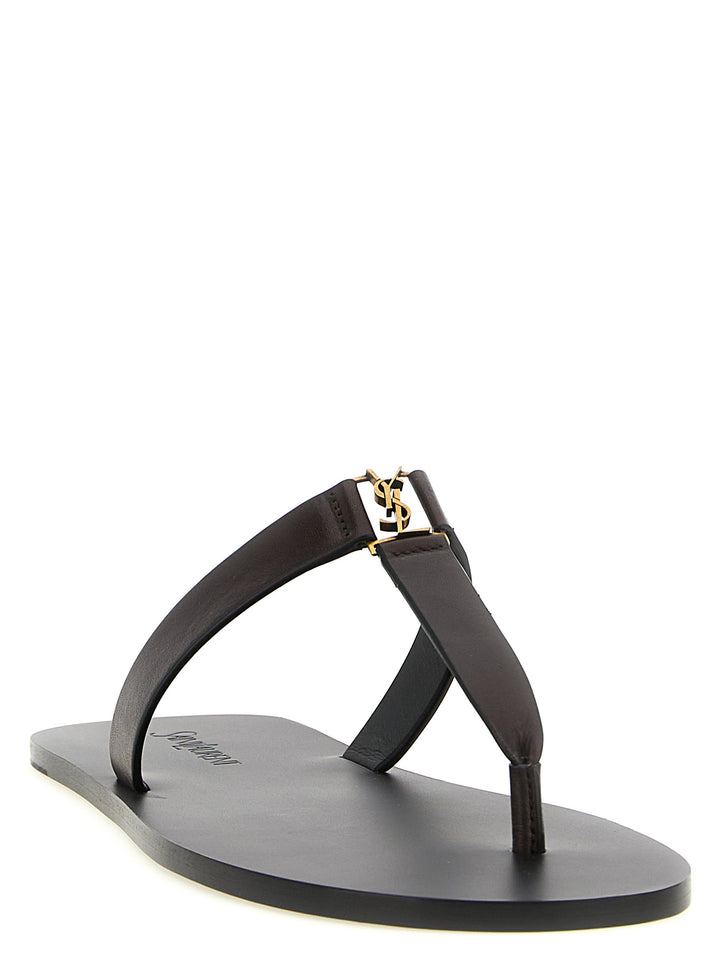 Saint Laurent Brown Calfskin Slides