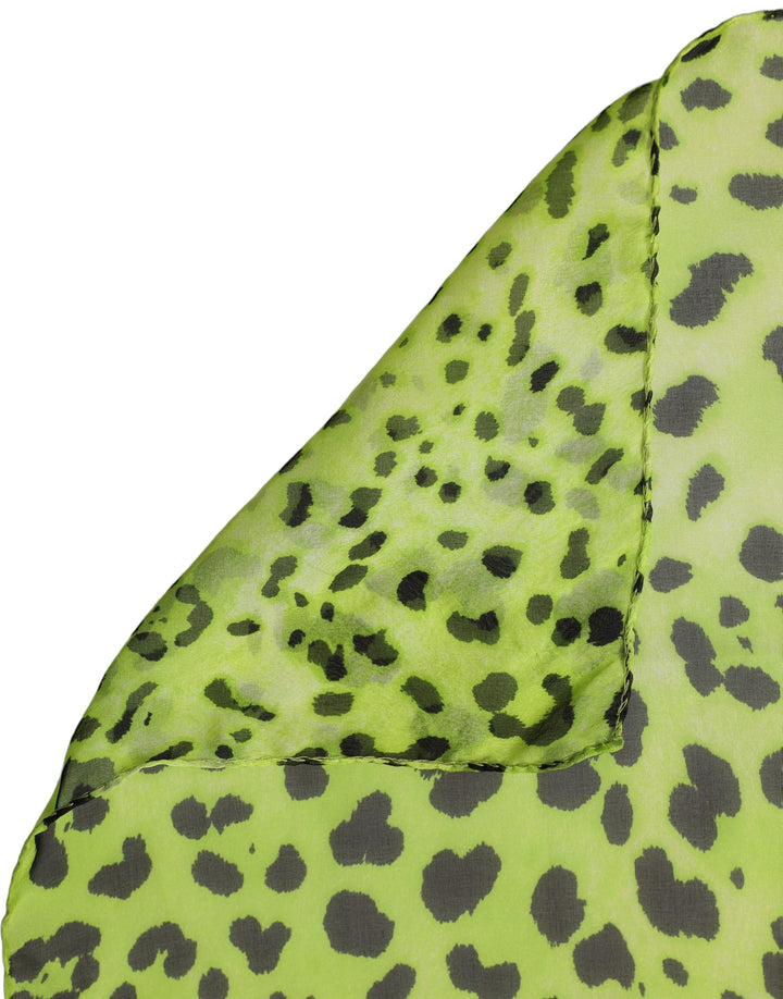 Dolce &amp; Gabbana Green Leopard Print Silk Square Foulard Scarf