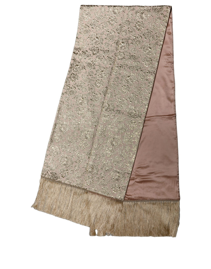 Dolce &amp; Gabbana Pink Silk Fringes Neck Wrap Foulard Scarf