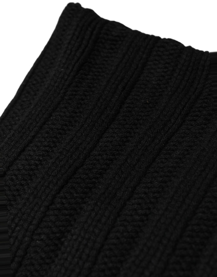 Dolce &amp; Gabbana Black Cashmere Ribbed Knit Neck Warmer Scarf
