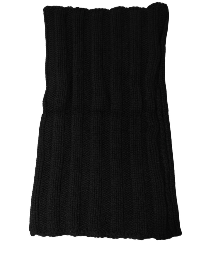Dolce &amp; Gabbana Black Cashmere Ribbed Knit Neck Warmer Scarf
