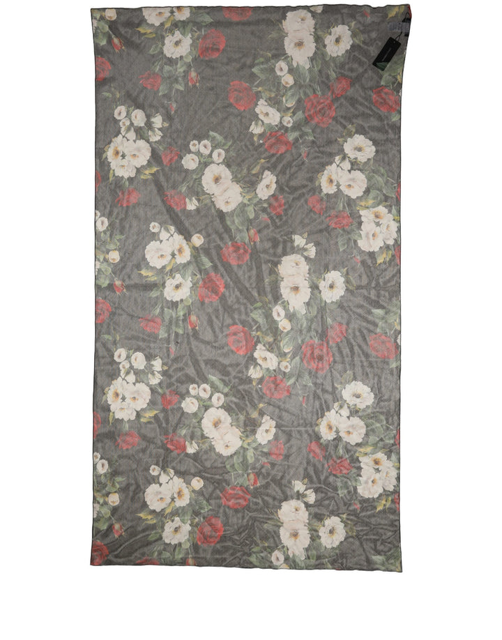 Dolce &amp; Gabbana Black Floral Print Cotton Shawl Stole Scarf