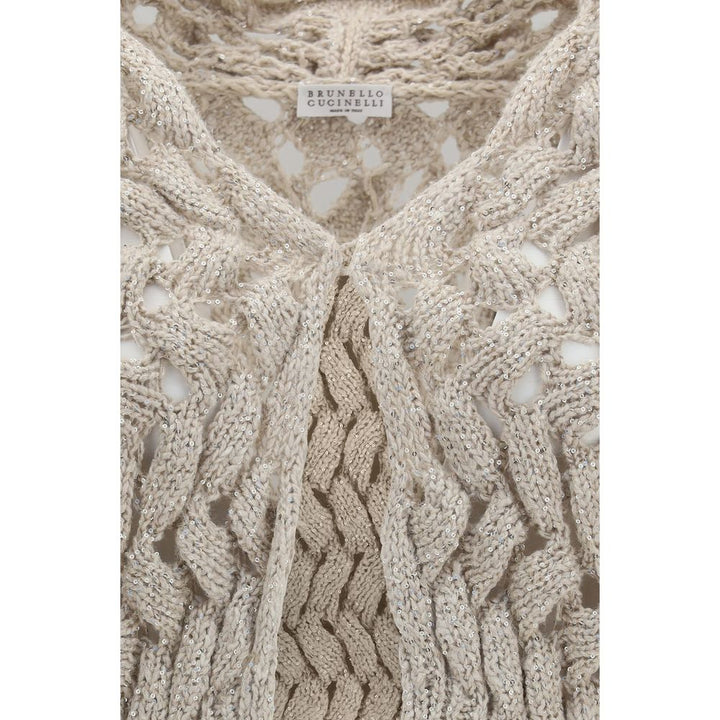 Brunello Cucinelli Beige Silk Cardigan