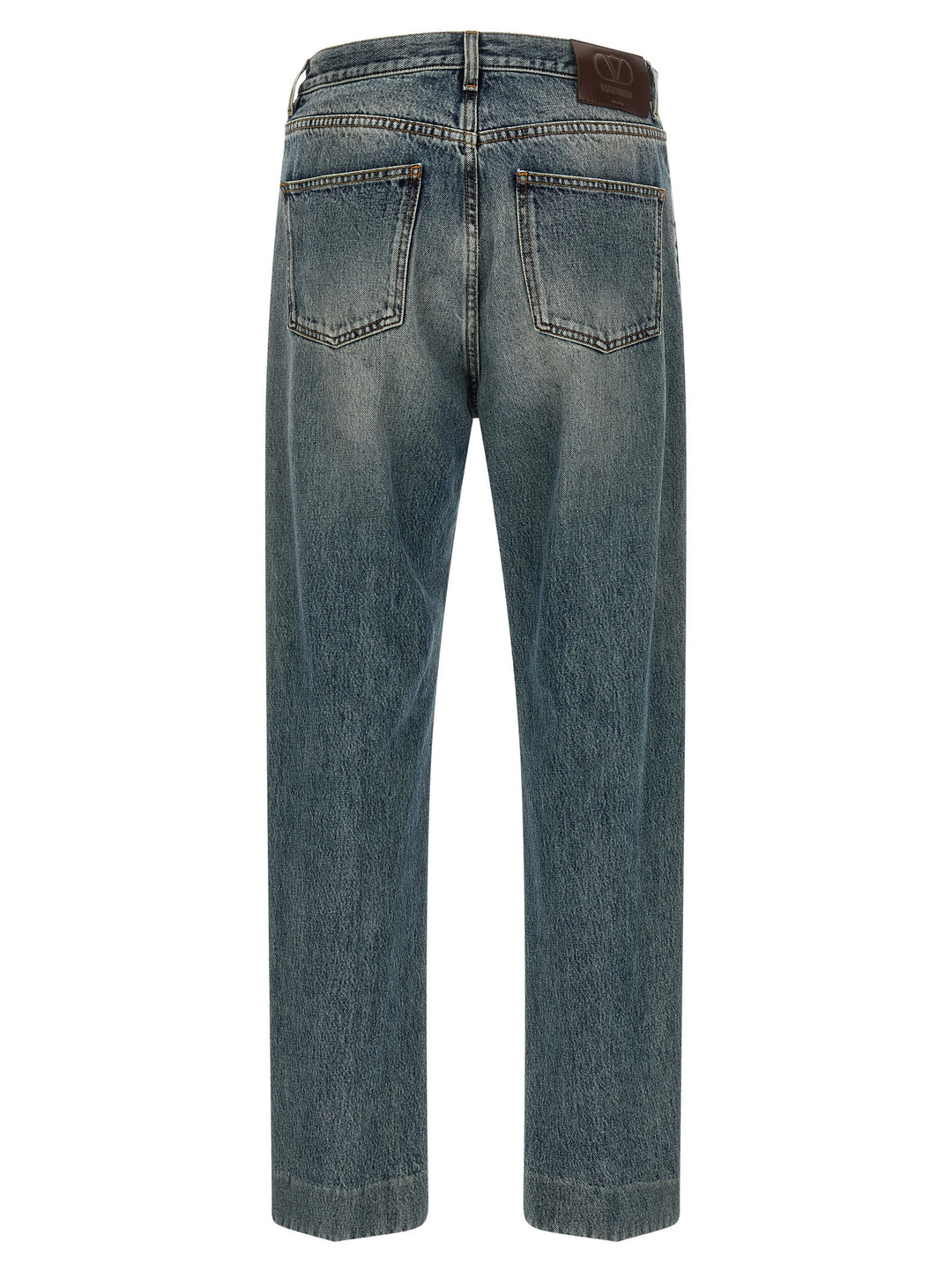 Valentino Garavani Blue Cotton Straight-Leg Jeans