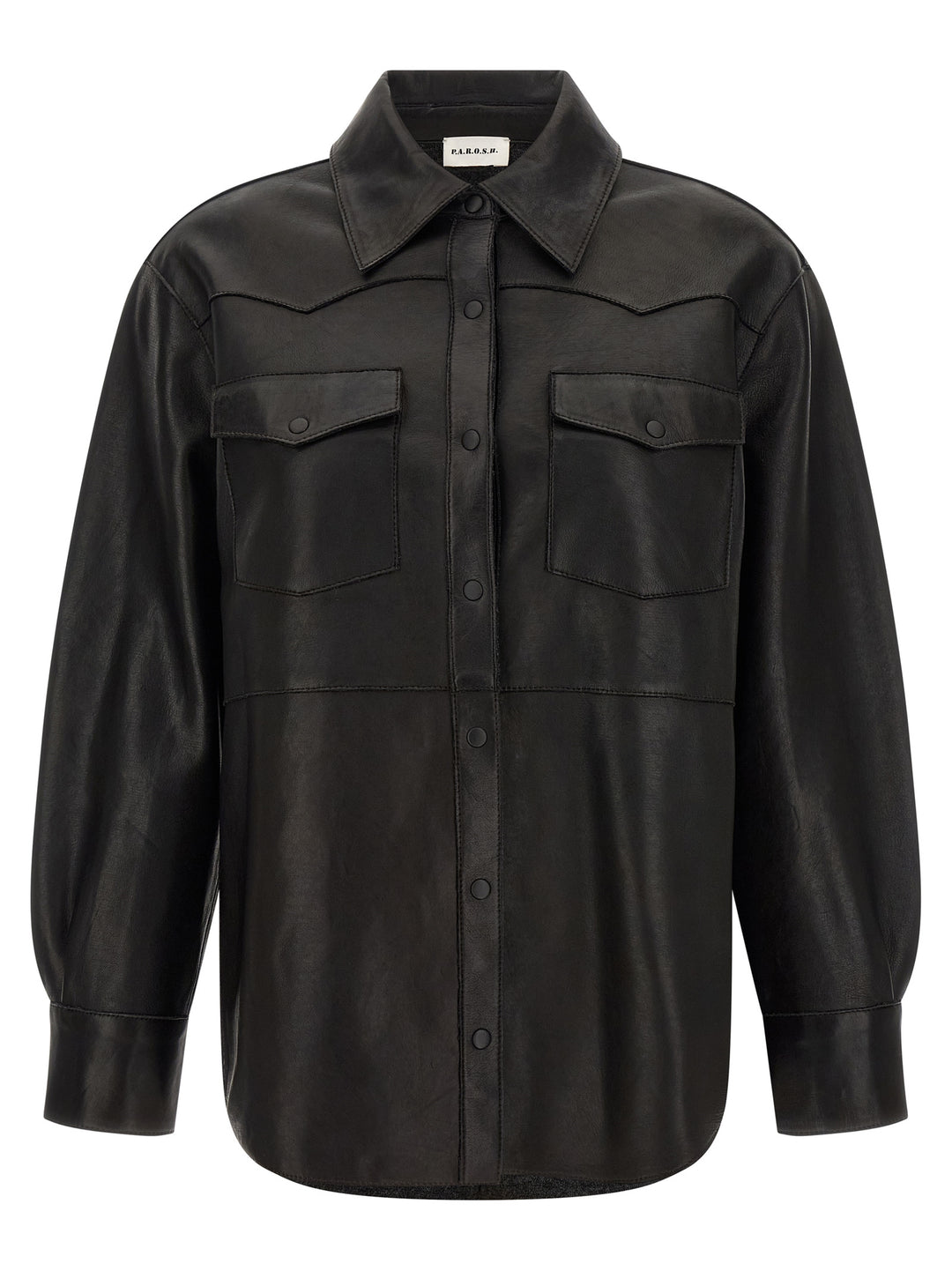 P.A.R.O.S.H. Black Lamb Leather Blouse