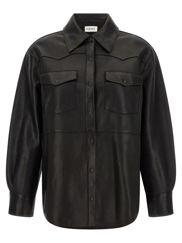 P.A.R.O.S.H. Black Lamb Leather Blouse