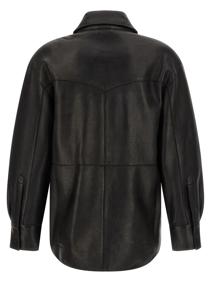 P.A.R.O.S.H. Black Lamb Leather Blouse