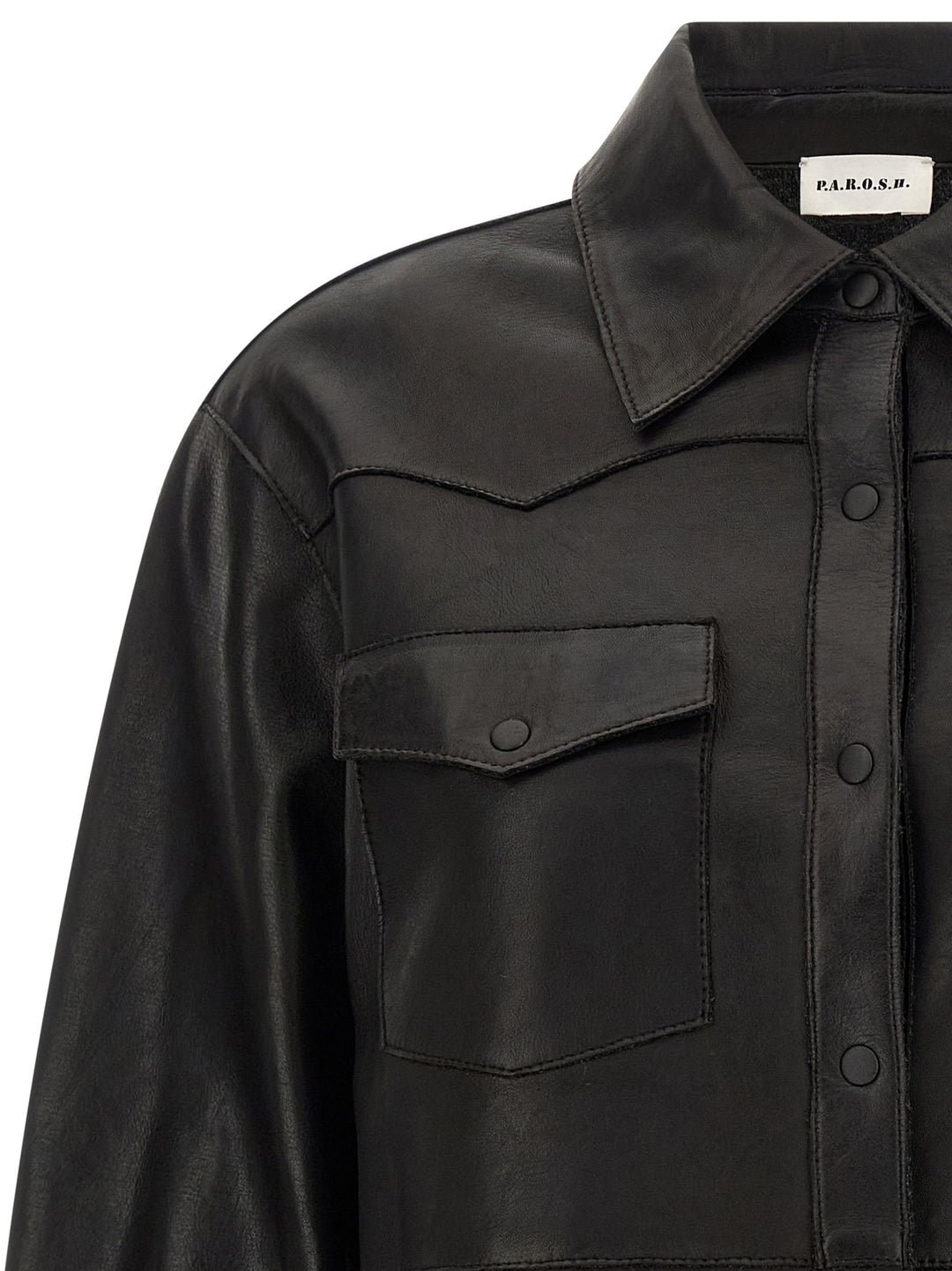 P.A.R.O.S.H. Black Lamb Leather Blouse