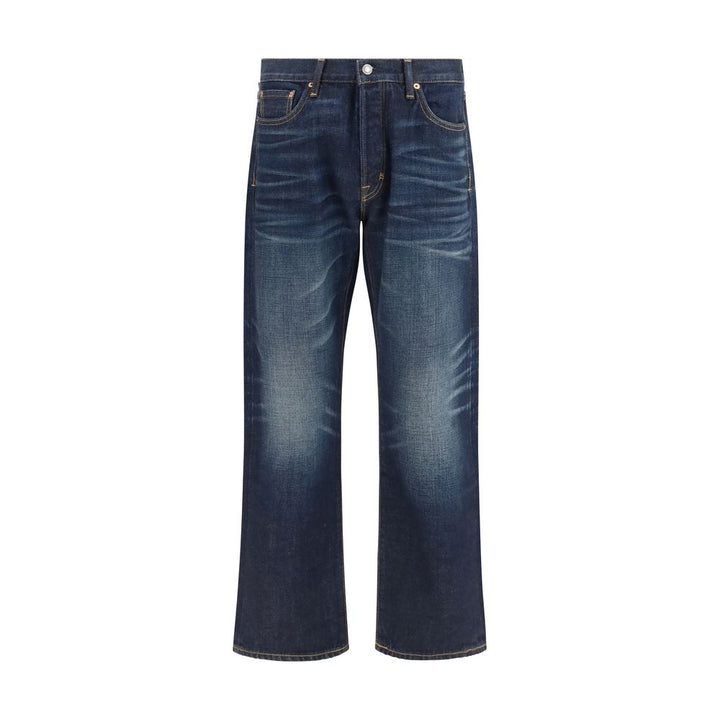Tom Ford Blue Cotton Straight-Leg Jeans