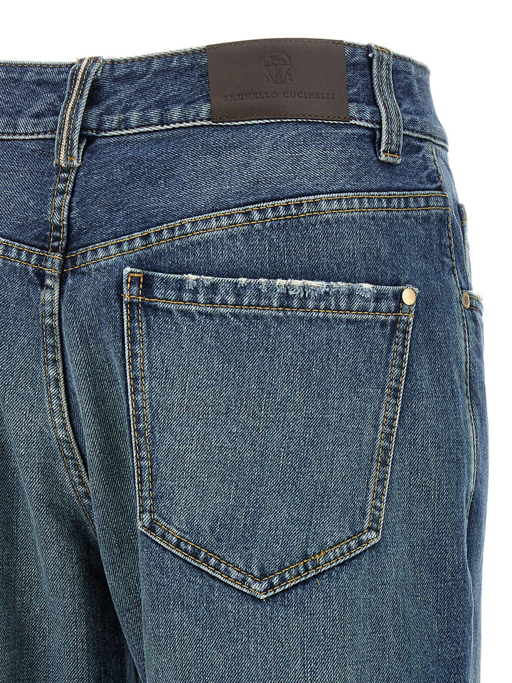 Brunello Cucinelli Blue Cotton Relaxed Fit Jeans